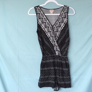 Boho Black and White Romper, Size XS